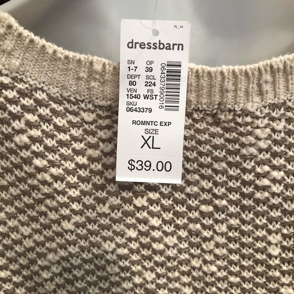 Dress barn cold shoulder beige sweater sz XL NWT - Picture 4 of 7